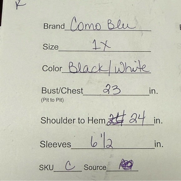 Como Blu 1X Black White Tropical Leaf Print Blouse V Neck Casual Summer Top - Picture 9 of 9